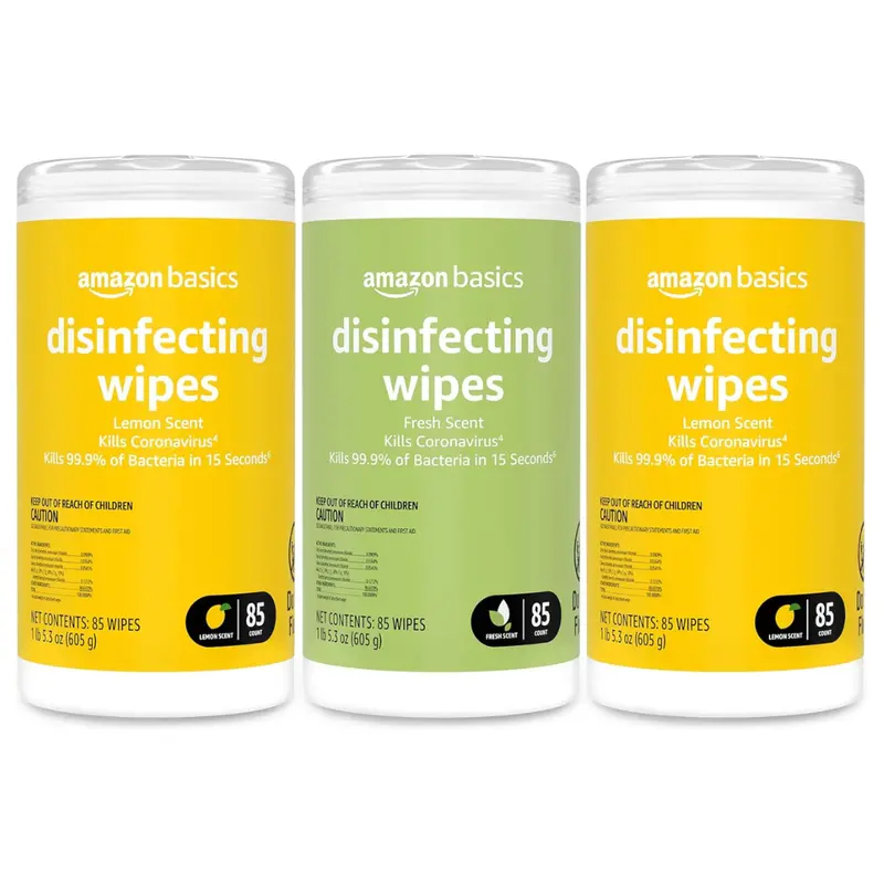 255-Count (3Pk X 85Ct) Amazon Basics Lemon & Fresh Scent Disinfecting Wipes 1