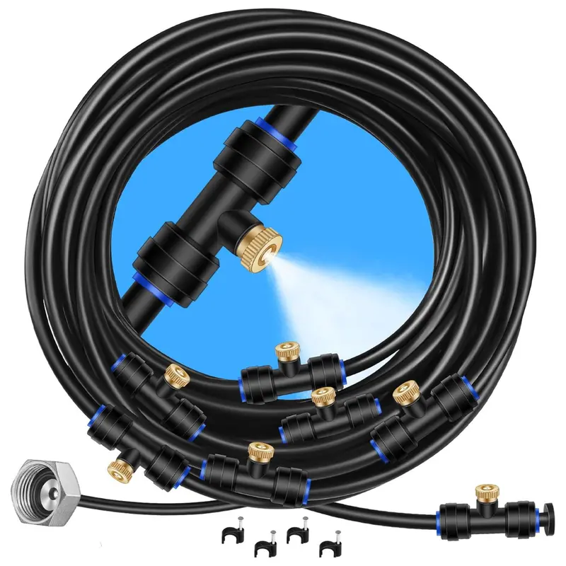 26Ft Misting System With 7 Brass Mist Nozzles + Brass Adapter 1