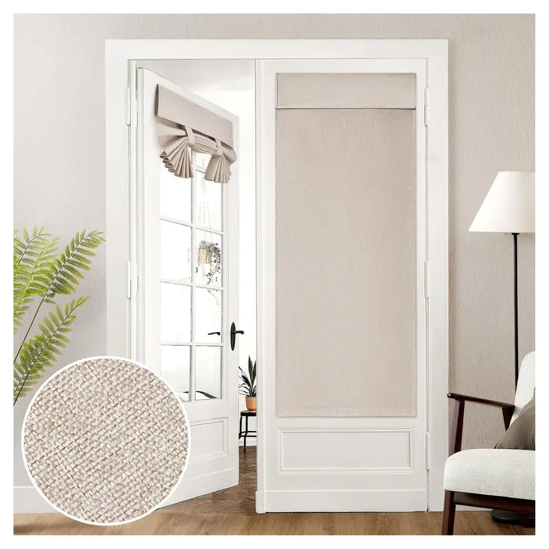 26"W X 68"L Linen Blackout French Door Curtains 1