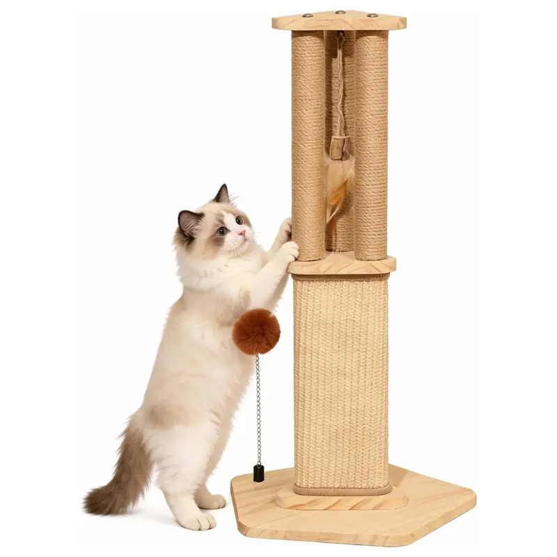 27" Pieta Cat Rope Scratching Post With Ball 1