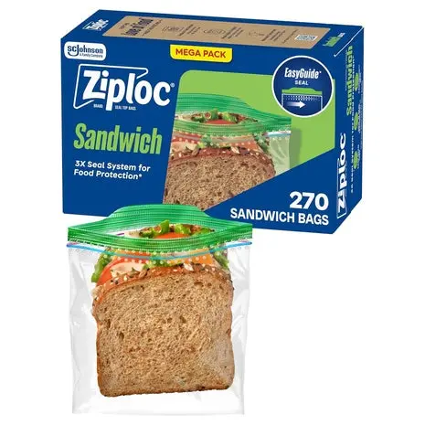 270 Ziploc Sandwich And Snack Bags With Easyguide Texture 1