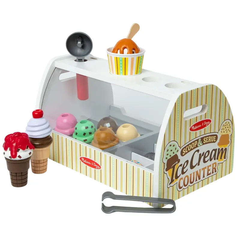 28-Piece Melissa & Doug Wooden Scoop & Serve Ice Cream Counter 1
