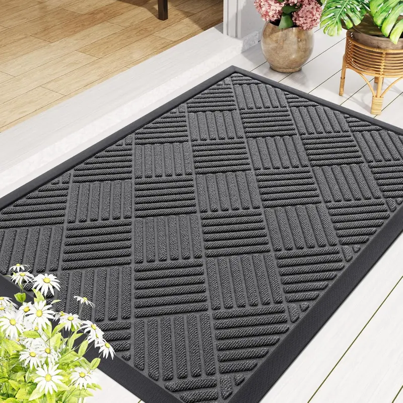 29.5"X17" Smiry Heavy Duty Natural Rubber Front Door Mat 1