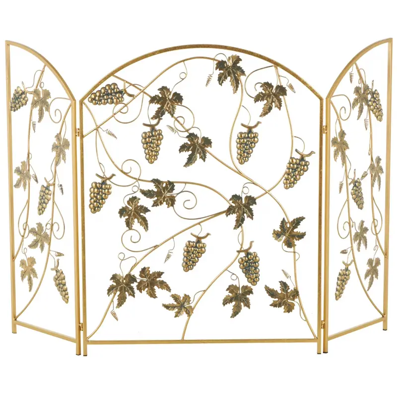 29" X 36" Decmode Gold Metal Fruit Fireplace Screen 1
