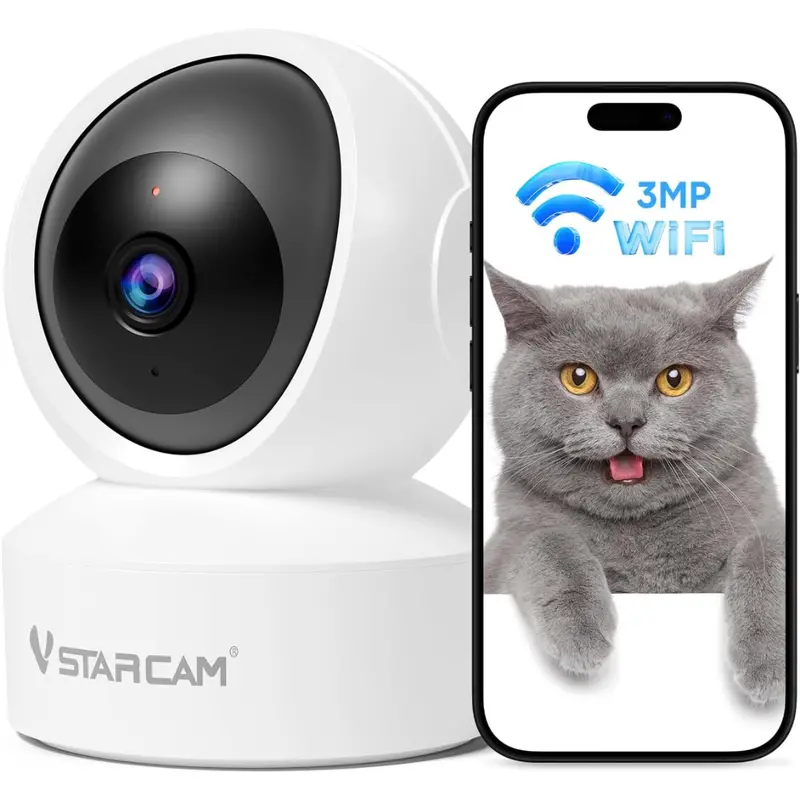 2K 3Mp 360Deg. Pan/Tilt Security Camera W/ Night Vision & 2 Way Audio 1