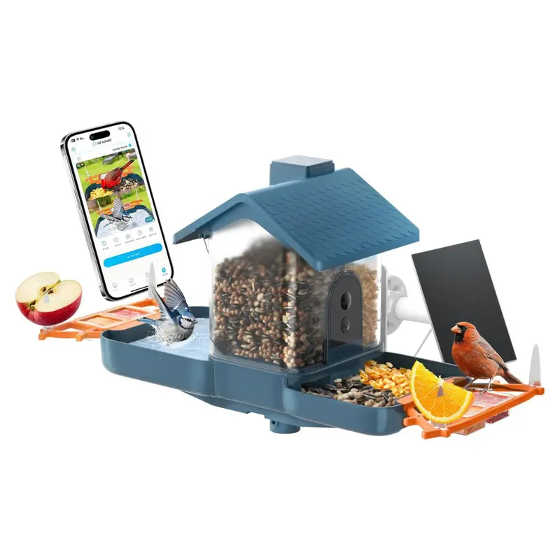 2K Hd Video Dual-Lens Solar Powered Bird Feeder & Bird Bath 1