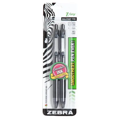 2Pack Zebra Pen Z-Grip Retractable Ballpoint Pen 1