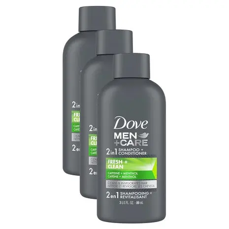 3 Bottles Dove Men+Care 2 In 1 Shampoo And Conditioners (3Oz) 1