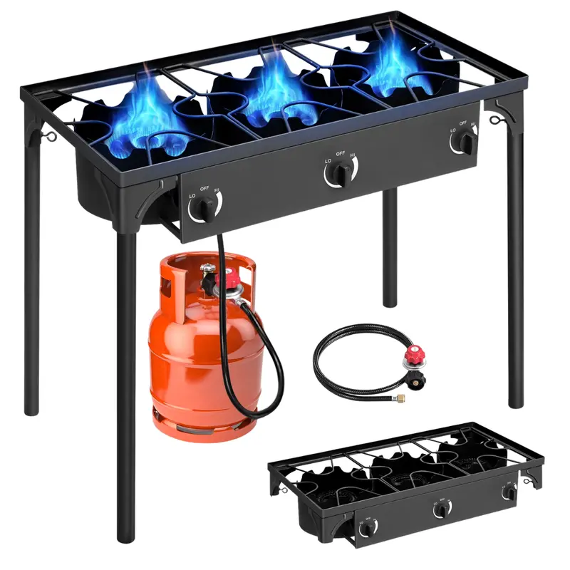3 Burner Gas Propane Cooker Outdoor Camping Stove Stand Bbq Grill 1