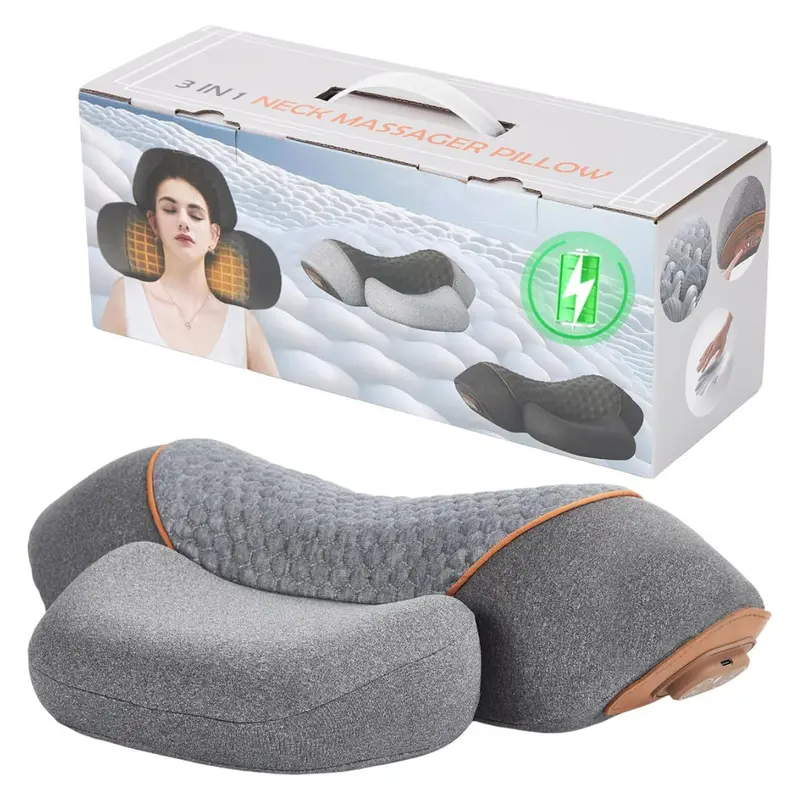 3-In-1 Rechargeable Neck Massager Pillow With Heating & Traction 1