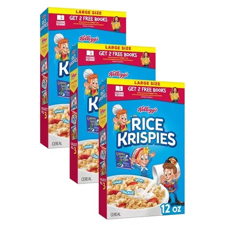 3 Large Boxes Rice Krispies Breakfast Cereal 1