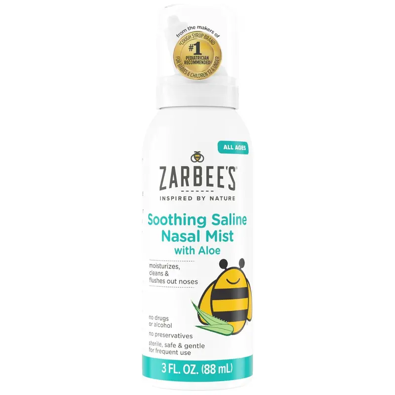 3 Oz Zarbee's Soothing Saline Nasal Mist With Aloe For All Ages 1