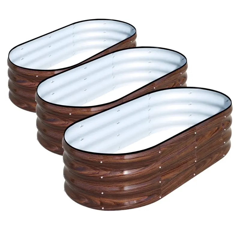 3-Pack 4X2x1ft Raised Galvanized Garden Bed (3 Colors) 1