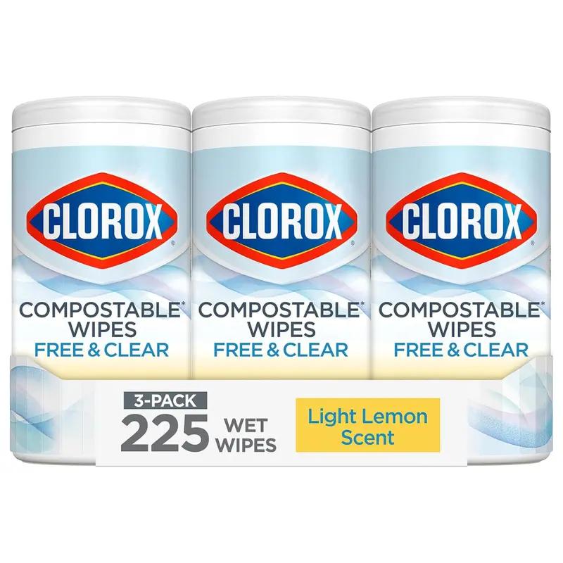 3-Pack 75-Count Clorox Free & Clear Compostable Cleaning Wipes 1