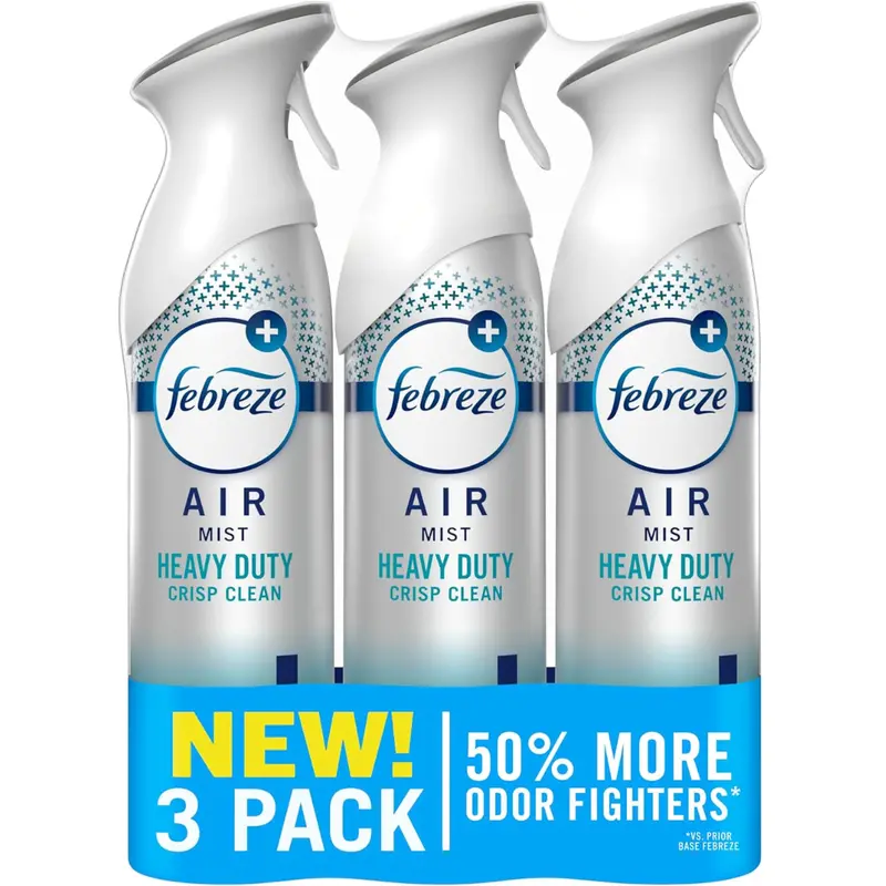 3-Pack 8.1Oz Febreze Air Mist Heavy Duty Crisp Clean Air Freshener Spray 1