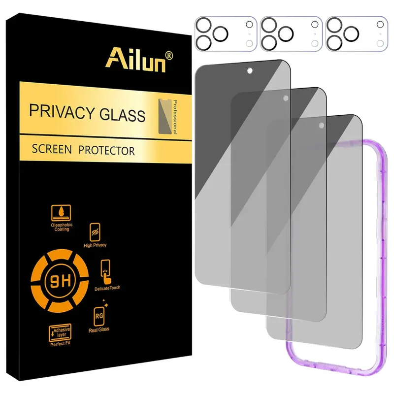 3-Pack Ailun Iphone 17 Pro Max Privacy Screen & Camera Lens Protector 1