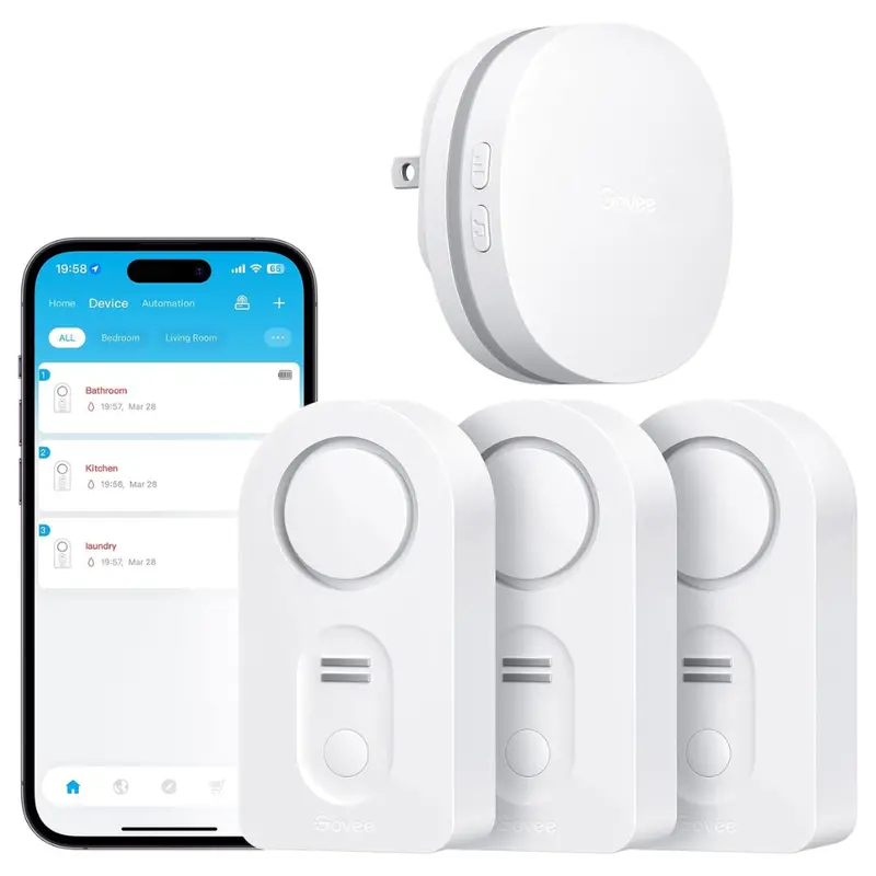 3-Pack Govee Wifi Water Sensors & Gateway With 100Db Alarm 1