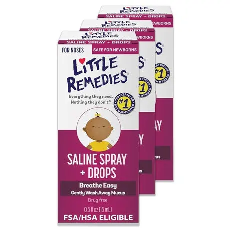 3-Pack Little Remedies Baby Saline Nasal Sprays & Drops 1