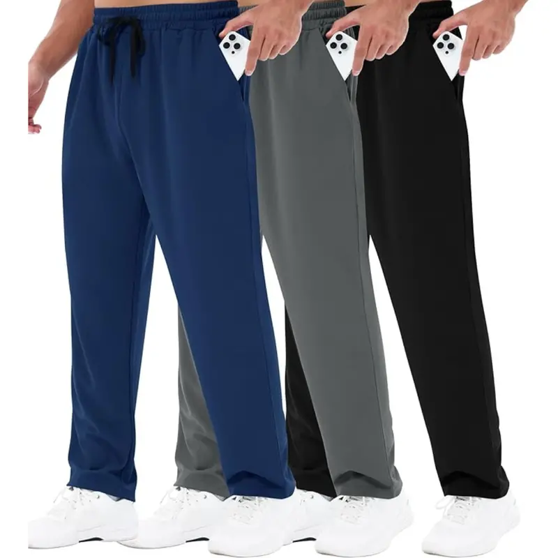3-Pack Men's Mesh Open Bottom Athletic Sweatpants 1