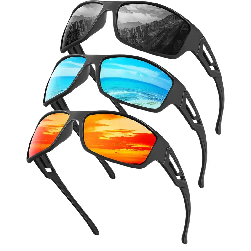 3-Pack Men's Polarized Uv Protection Sport Sunglasses 1
