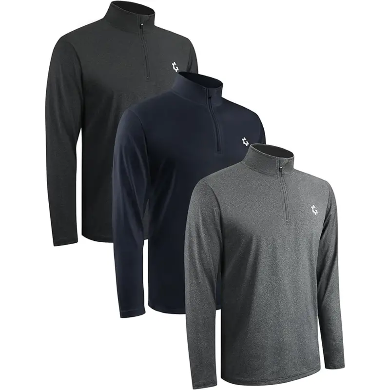 3-Pack Men's Quarter 1/4 Zip Pullover Dry Fit Sweatshirts 1