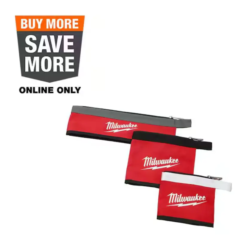 3-Pack Milwaukee 14", 8" & 6" Multi-Size Zipper Tool Bags 1