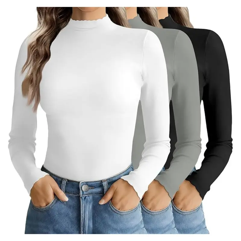 3 Pack Mock Neck Undershirts Tops For Women 1