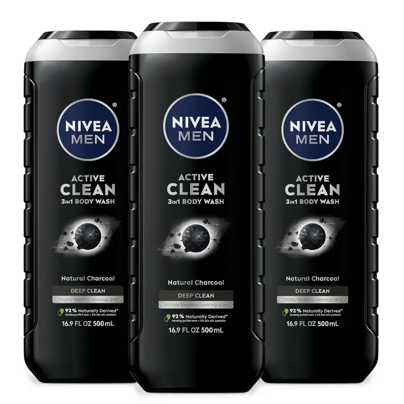 3-Pack Nivea Men Deep Active Clean Body Wash 1