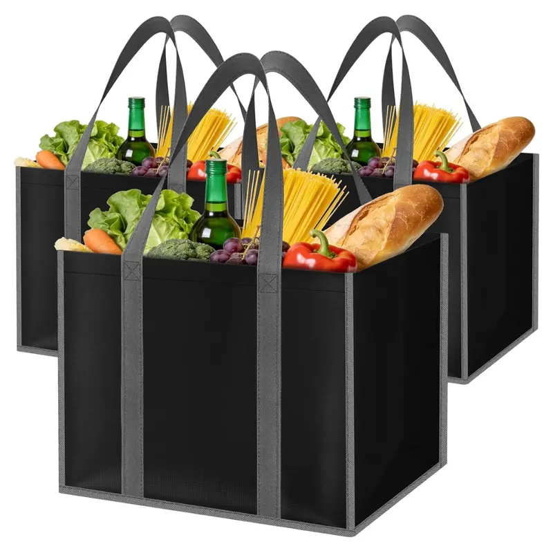 3-Pack Reusable Grocery Bags With Long Handles 1