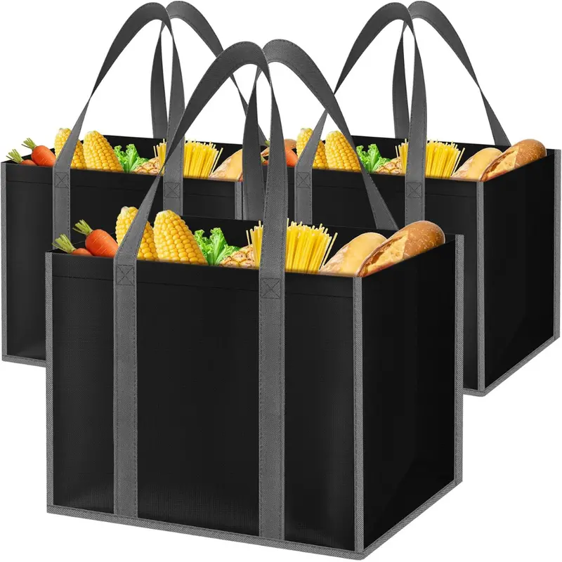 3-Pack Reusable Grocery Bags With Long Handles 1