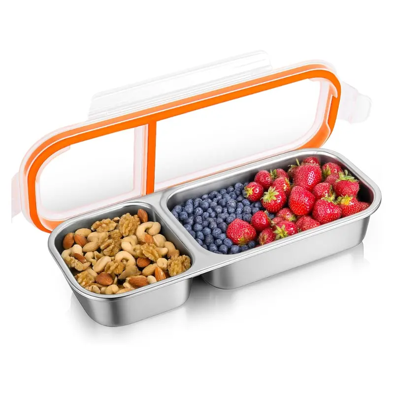 3-Pack Stainless Steel Snack Containers (3-Compartment) 1