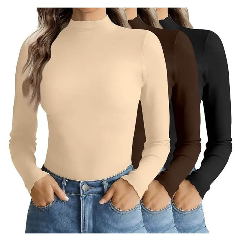 3-Pack Women's Thermal Mock Neck Tops 1