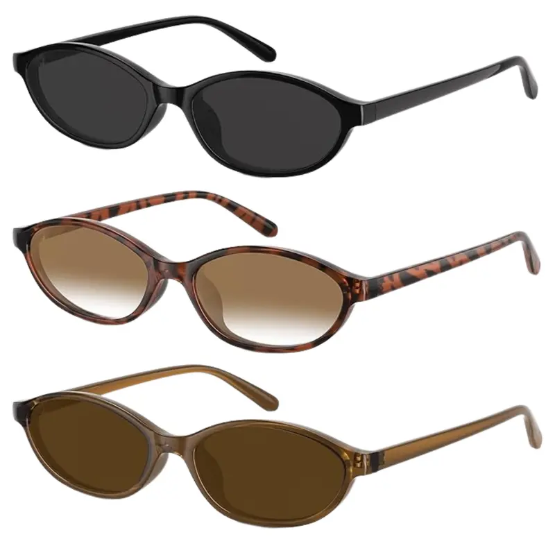 3-Pack Women's Y2k Uv400 Retro Oval Sunglasses (Various) 1