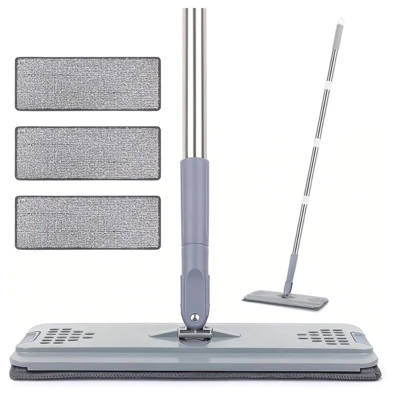 3 Pads Flat Microfiber Mop With Adjustable Handle 1