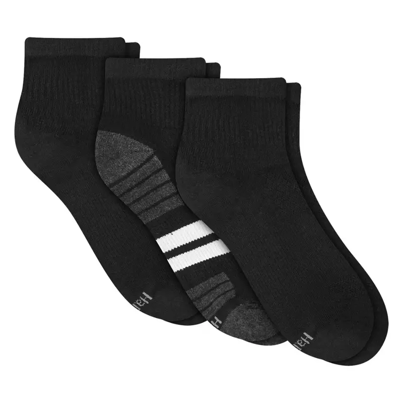 3-Pairs Hanes Cool Dri Men's Ankle Socks With Ventilation (Black) 1