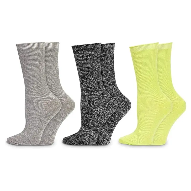 3-Pairs Women's Casual Mid Calf Glitter Crew Socks 1