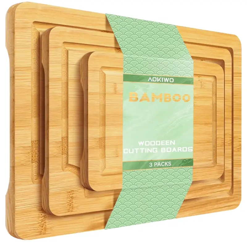 3-Piece Aokiwo Wooden Cutting Boards (9X6", 12X8", & 15X10") 1