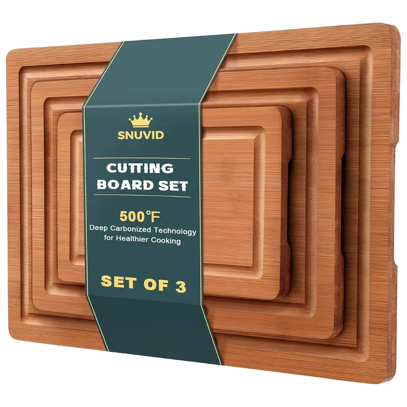 3-Piece Bamboo Cutting Board Kitchen Set 1