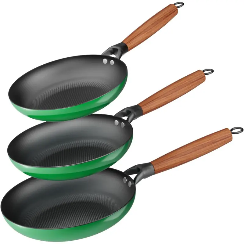3-Piece Cast Iron Frying Pan Set With Detachable Handle 1