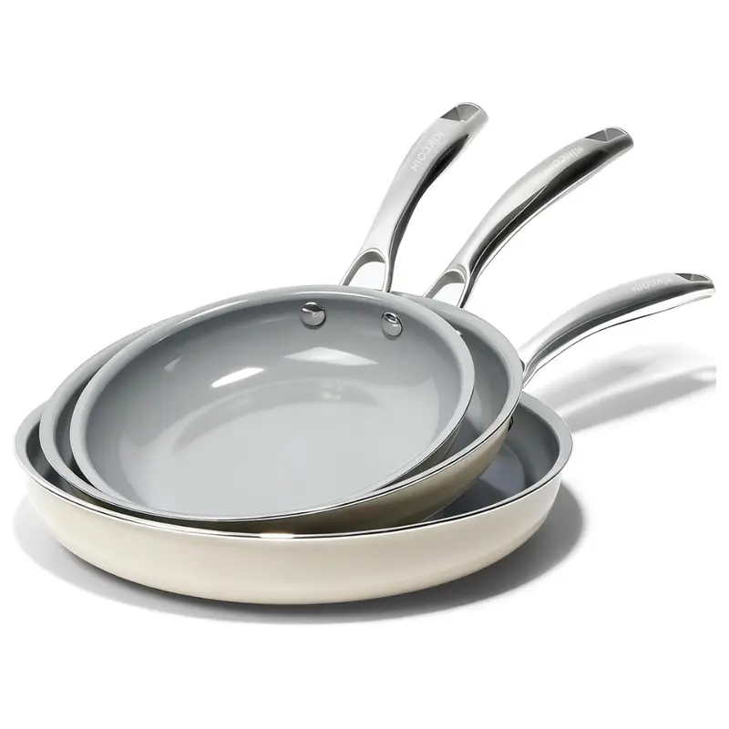 3-Piece Ceramic Nonstick Frying Pan Set W/ Handles (8", 9.5", 11") 1