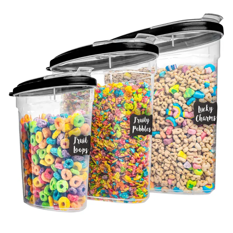 3-Piece Cereal Container Storage Set W/ Flip-Top Lids (5.2L, 2.8L &1.2L) 1