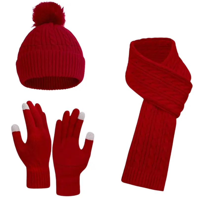 3-Piece Double Couple Women's Winter Set (Red) 1