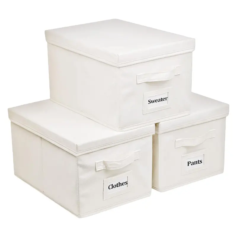 3-Piece Fordonral Collapsible Closet 15" 22-Quart Fabric Storage Boxes W/ Handles 1