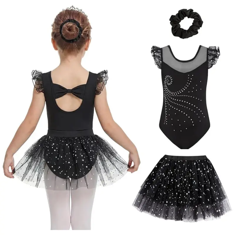3-Piece Girls Ruffle Sleeve Dance Dress Set (Various Colors) 1