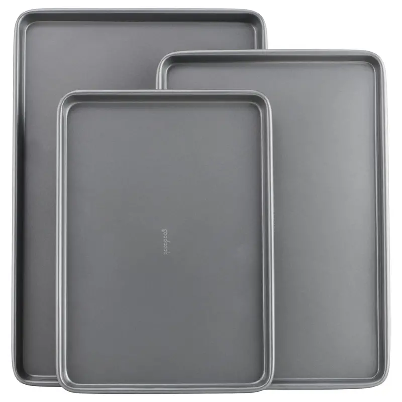 3-Piece Good Cook Nonstick Steel Cookie Sheet Set 1