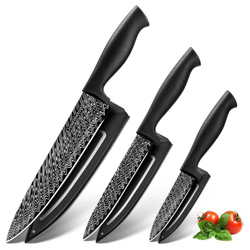 3-Piece Gourmetop Kitchen Knife Set With Cover 1