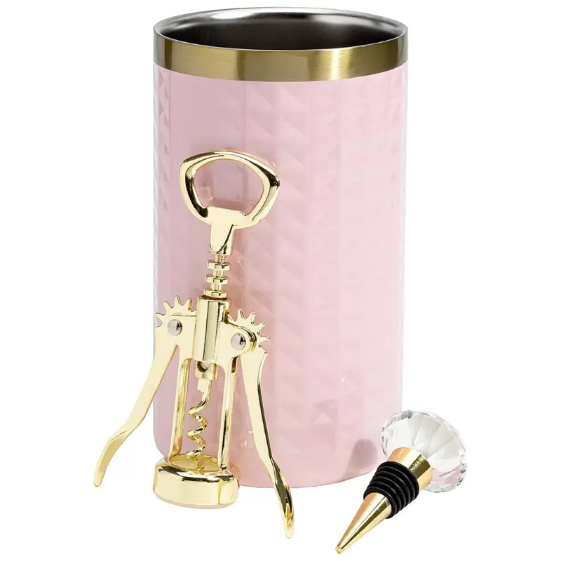 3-Piece Insulated Double Wall Corkscrew Wine Bottle Chiller Set 1