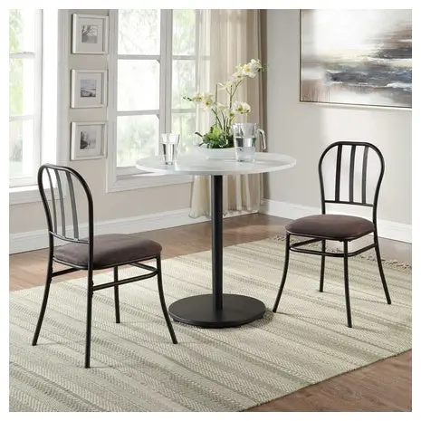 3-Piece Mainstays Marble Table Top Indoor Dining Bistro Set 1