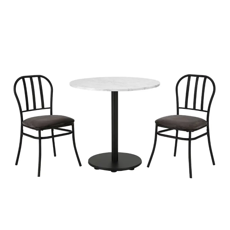 3-Piece Marble Table Top Indoor Dining Bistro Set 1