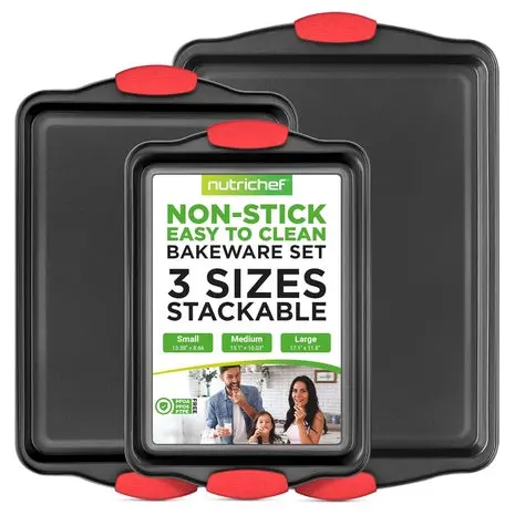 3-Piece Nutrichef Nonstick Baking Pan Set 1